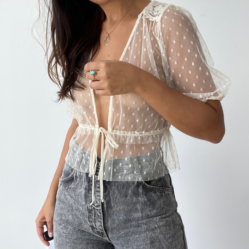 Lace short sleeve blouse top